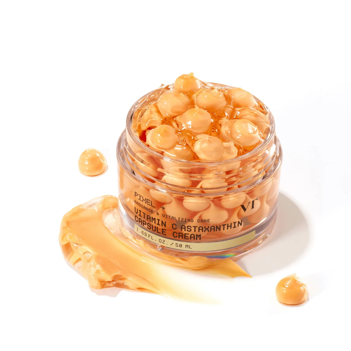 bareskin.lt VT Cosmetics Vitamin C Astaxanthin Capsule Cream skaistinamasis kapsulinės tekstūros veido kremas, skirtas palaikyti odos drėgmės balansą ir suteikti jai gyvybingesnę, tolygesnę išvaizdą