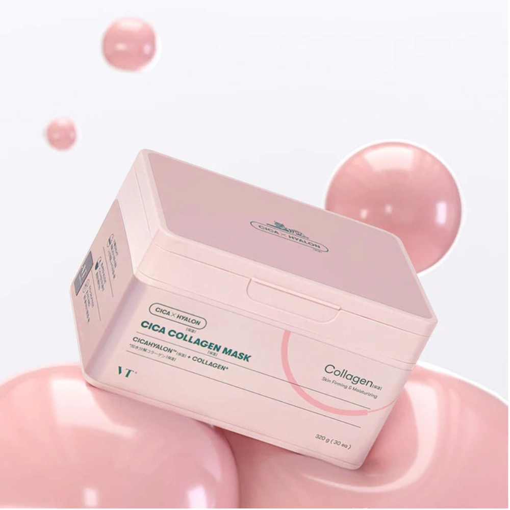 bareskin.lt VT Cica Collagen sheet mask box lakštinė kaukė praturtinta odą jauninančiomis medžiagomis
