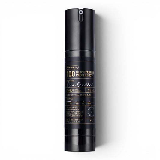 bareskin.lt VT Cosmetics Black Truffle Reedle Shot 100 firming ampoule in a sleek black 50ml pump bottle.