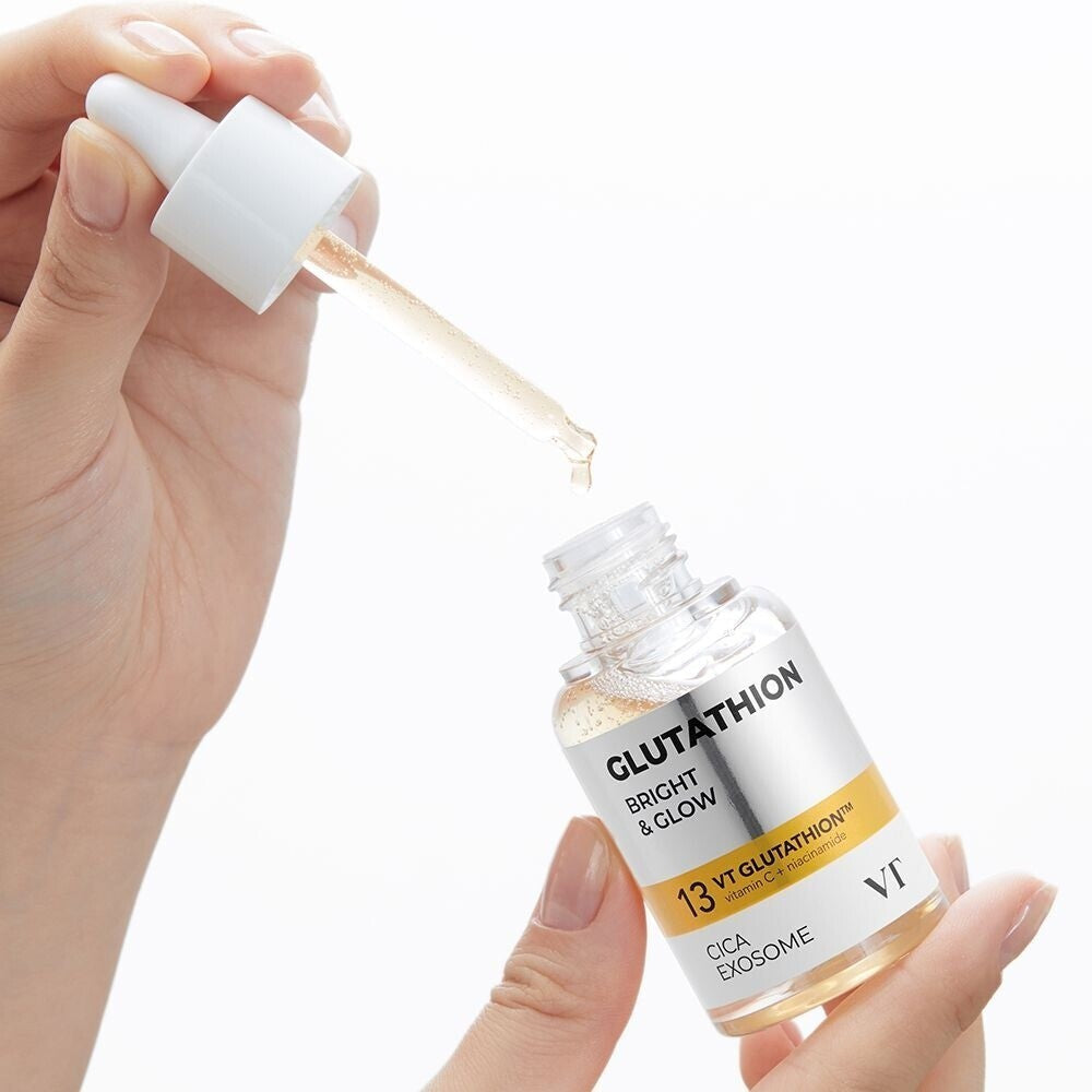 bareskin.lt VT Cosmetics Glutathione G2 brightening face ampoule veido ampulė su glutationu, niacinamidu, vitaminu C ir hialurono rūgšties kompleksu padeda palaikyti tolygų odos toną ir drėgmės balansą