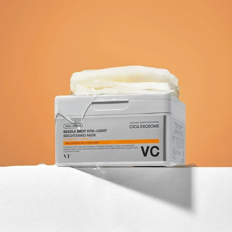 bareskin.lt VT Cosmetics Reedle Shot Vita-light Brightening Mask drėkinančių ir odą stiprinančių lakštinių veido kaukių rinkinys su CICA EXOSOME kompleksu