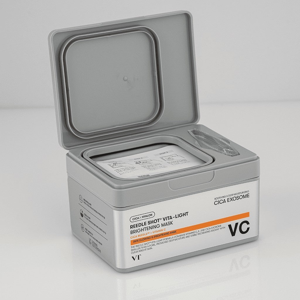 bareskin.lt VT Cosmetics Reedle Shot Vita-light Brightening Mask drėkinančių ir odą stiprinančių lakštinių veido kaukių rinkinys su CICA EXOSOME kompleksu