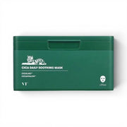 VT Cosmetics Cica Daily Soothing Mask 30-pack in a green dispenser box from bareskin.lt for hydrated, calm skin.