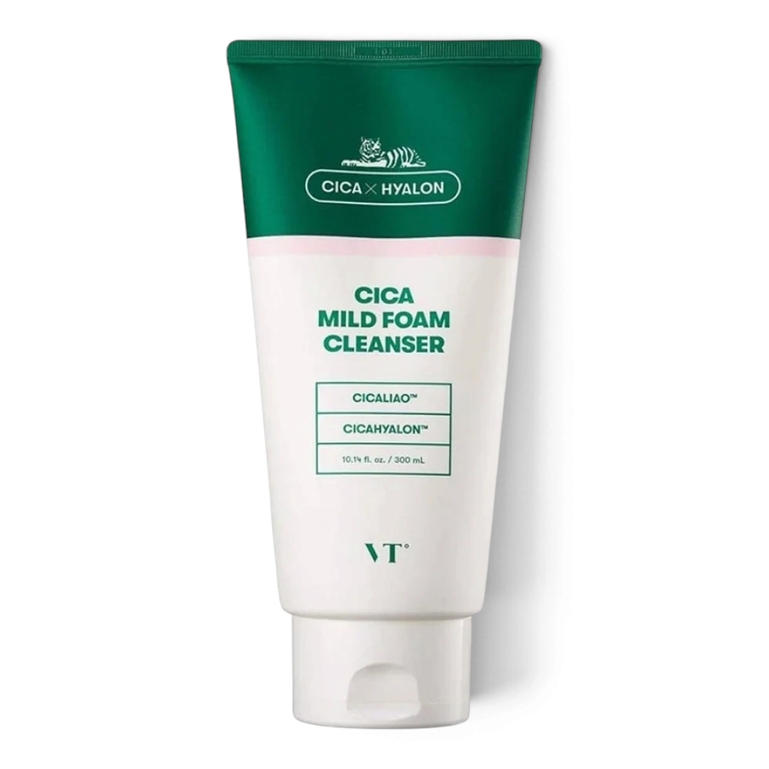 bareskin.lt VT Cosmetics Cica Mild Foam Cleanser veido prausiklis, praturtintas azijinės centelės ekstraktu, propolio ekstraktu ir hialurono rūgštimi, švelniai valo odą, pašalina nešvarumus ir perteklinius riebalus