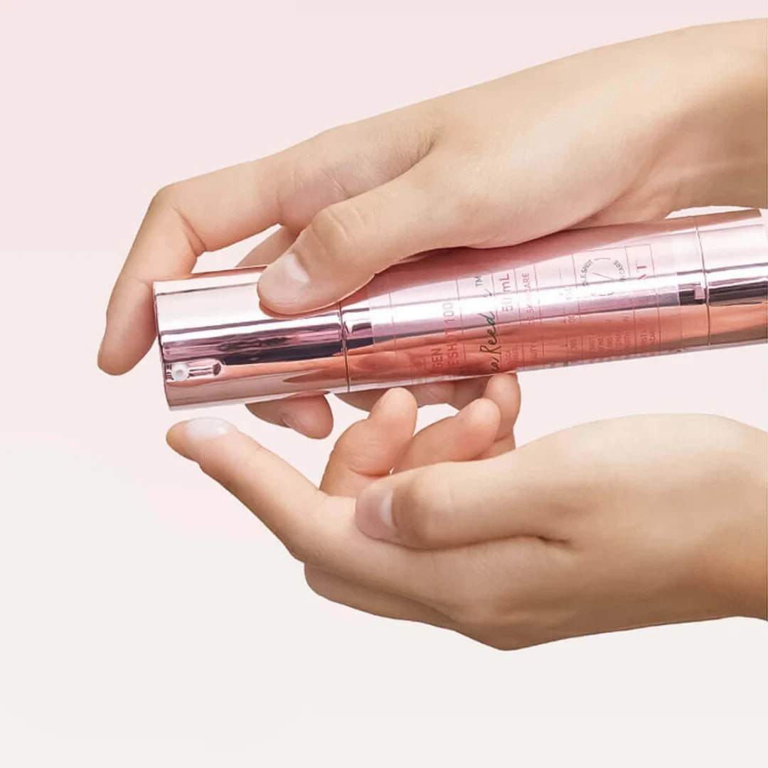 bareskin.lt VT Cosmetics Collagen Reedle Shot 100 ampoule ampulė su patentuotomis Cica Reedle™ mikrodalinėmis dalelėmis, sukurtomis iš mineralinės kilmės silicio mikrodalelių, švelniai stimuliuoja odos paviršių