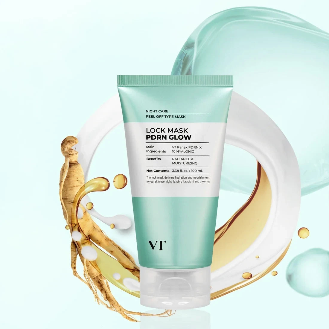 bareskin.lt VT Cosmetics Glow Lock Mask drėkinanti veido kaukė, kuri padeda palaikyti odos drėgmės balansą ir suteikia elastingumo bei komforto pojūtį