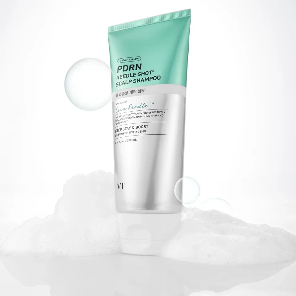 bareskin.lt VT Cosmetics PDRN Reedle Shot Scalp Shampoo kreminės tekstūros šampūnas su PDRN ir CICA REEDLE® technologija, skirtas kasdienei galvos odos priežiūrai, švaros pojūčiui ir subalansuotos galvos odos būklės palaikymui