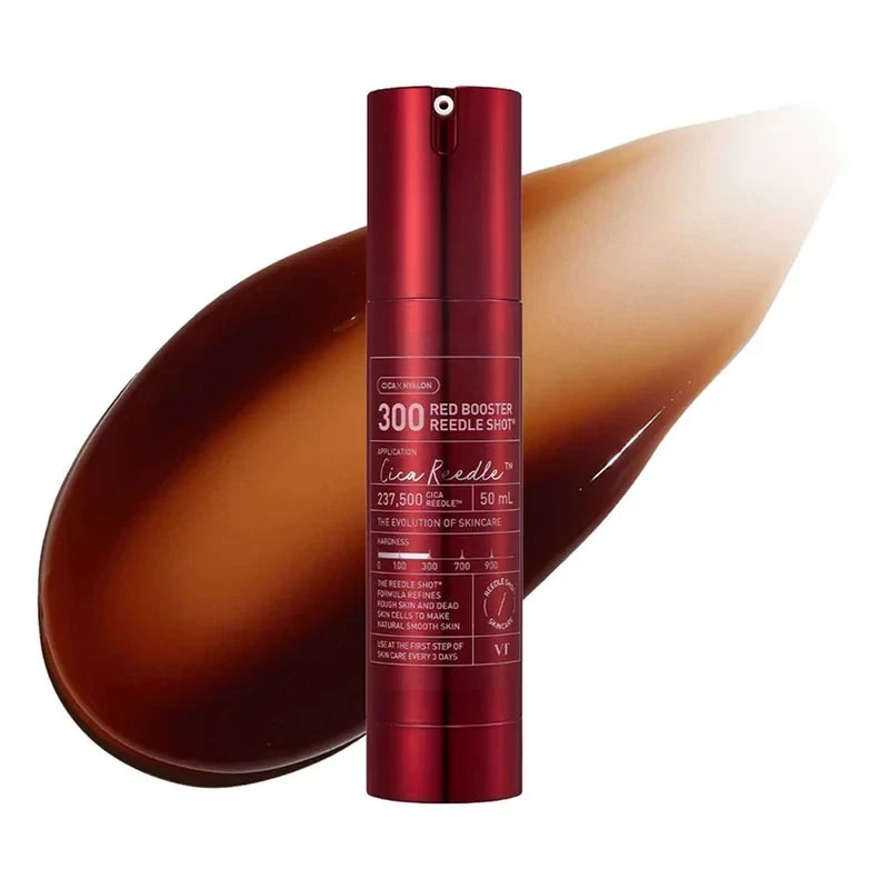 bareskin.lt VT Cosmetics Red Booster Reedle Shot 300 ampoule giliai maitinanti ir odos komfortą atkurianti ampulė, sukurta specialiai brandžios odos priežiūrai