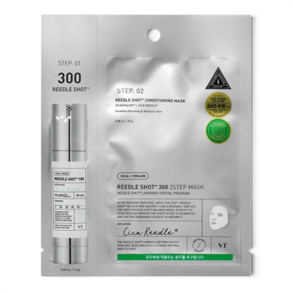 bareskin.lt VT Cosmetics Reedle Shot 300 2-step mask set with ampoule and vegan sheet mask for skin texture improvement
