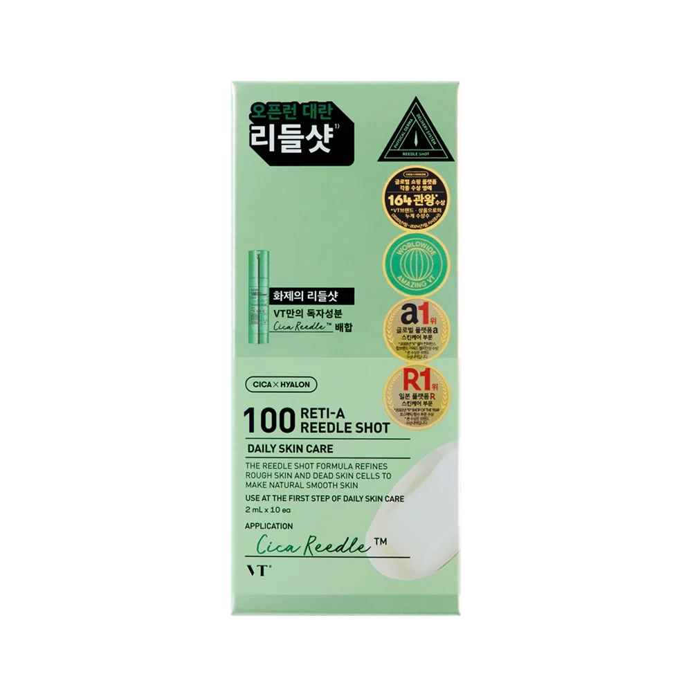bareskin.lt VT Cosmetics Reti-A Reedle Shot 100 mini ampoule ampulė su patentuotomis Cica Reedle™ mikrodalinėmis dalelėmis