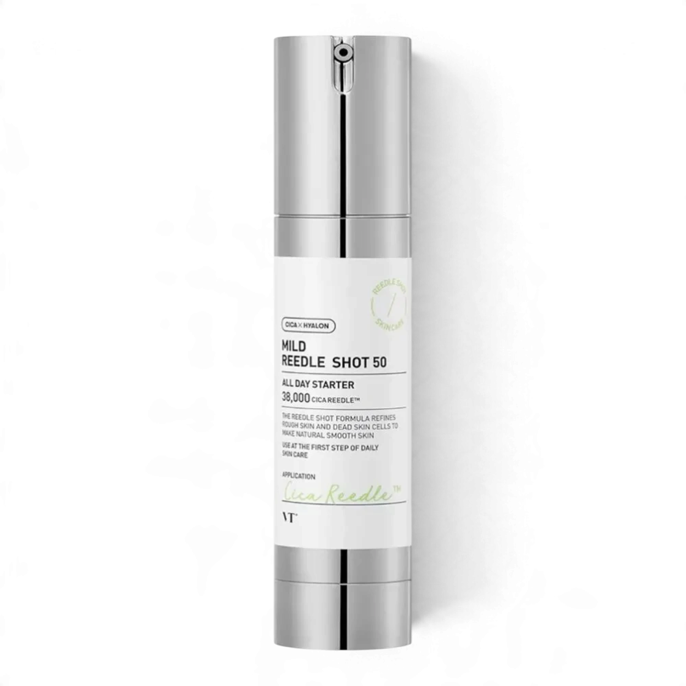 bareskin.lt VT Mild Reedle Shot 50 ampoule ampulė su patentuotomis Cica Reedle™ mikrodalelėmis – mikro dydžio mineralinės kilmės silicio dalelėmis