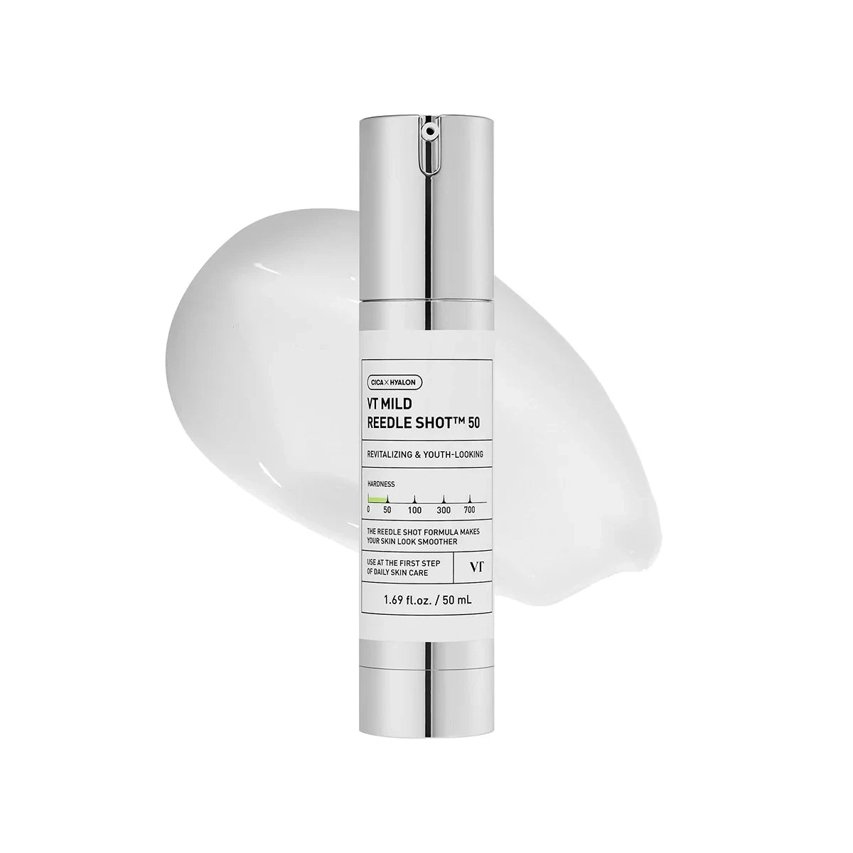 bareskin.lt VT Mild Reedle Shot 50 ampoule ampulė su patentuotomis Cica Reedle™ mikrodalelėmis – mikro dydžio mineralinės kilmės silicio dalelėmis