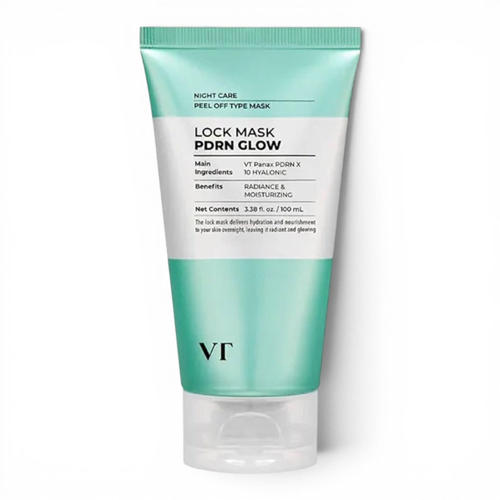 VT Cosmetics Glow Lock Mask from bareskin.lt, a hydrating overnight peel-off face mask with PDRN and hyaluronic acid.