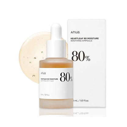 Anua Heartleaf 80% Soothing Ampoule from bareskin.lt, a hydrating serum for sensitive skin with a dropper bottle.