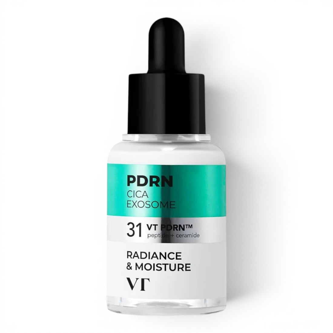 VT Cosmetics PDRN R5 Firming Ampoule from bareskin.lt featuring a dropper bottle with teal and white label.