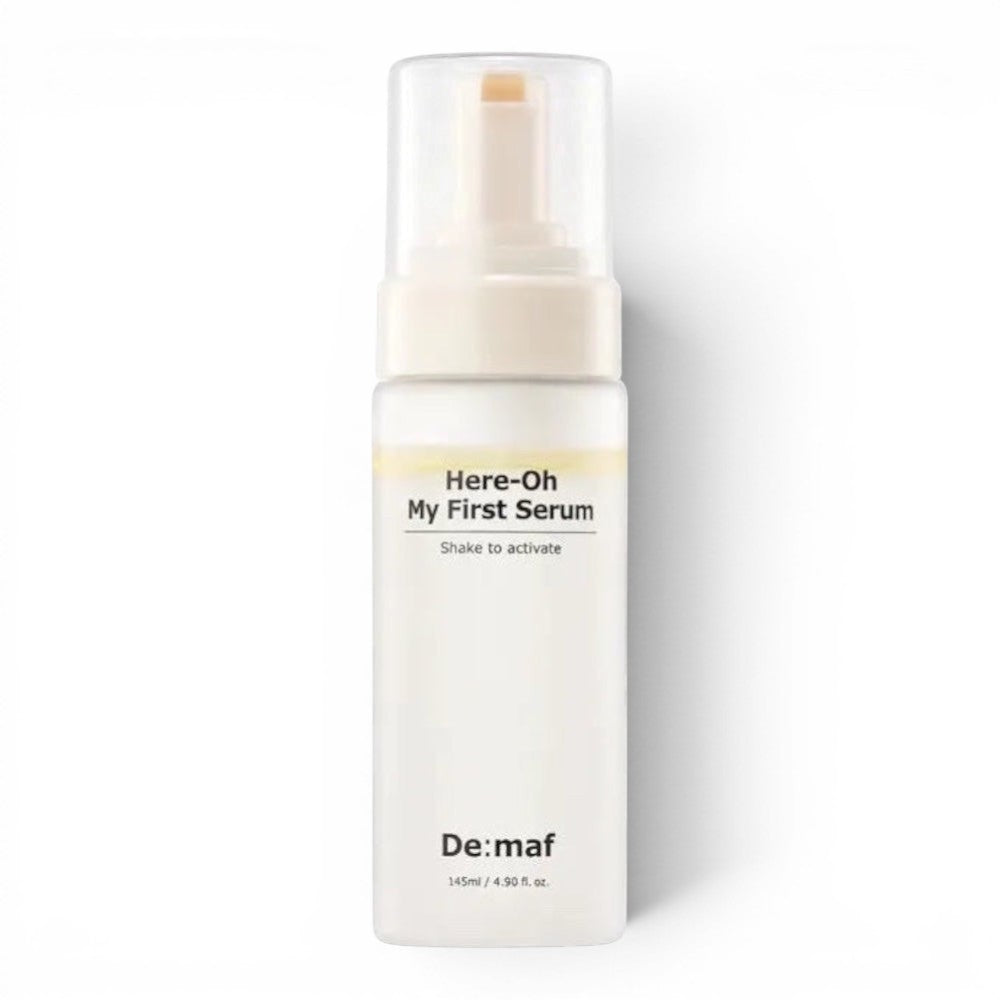 De:maf Here-Oh My First Serum dual-phase hydrating facial serum in a pump bottle from bareskin.lt