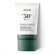 Anua Heartleaf Silky Moisture Sun Cream SPF 50+ from bareskin.lt, a soothing hydrating sunscreen for sensitive skin.