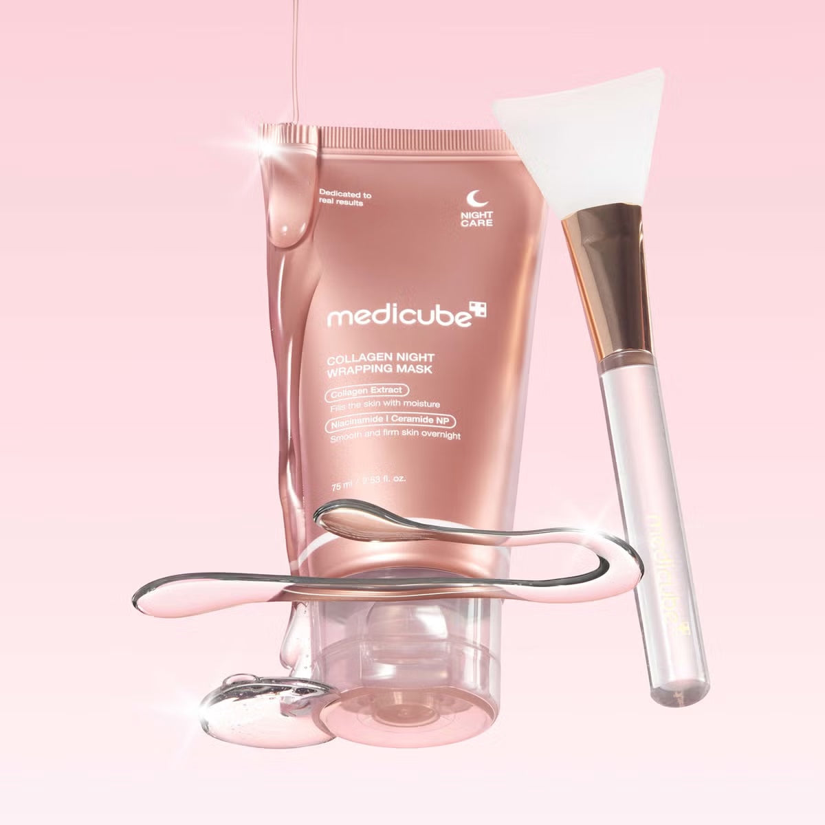 Medicube Collagen Night Wrapping Mask with applicator brush from bareskin.lt for firming and hydrating overnight care.
