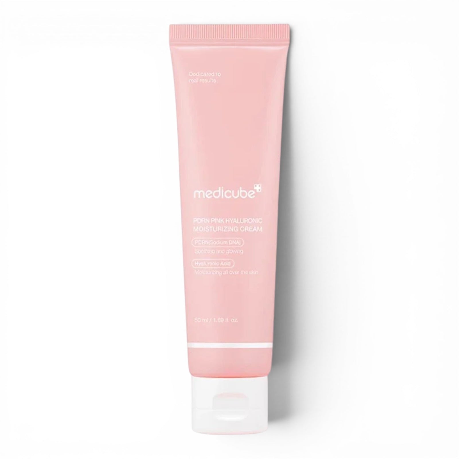Medicube PDRN Pink Hyaluronic Moisturizing Cream from bareskin.lt in a light pink 50ml squeeze tube.