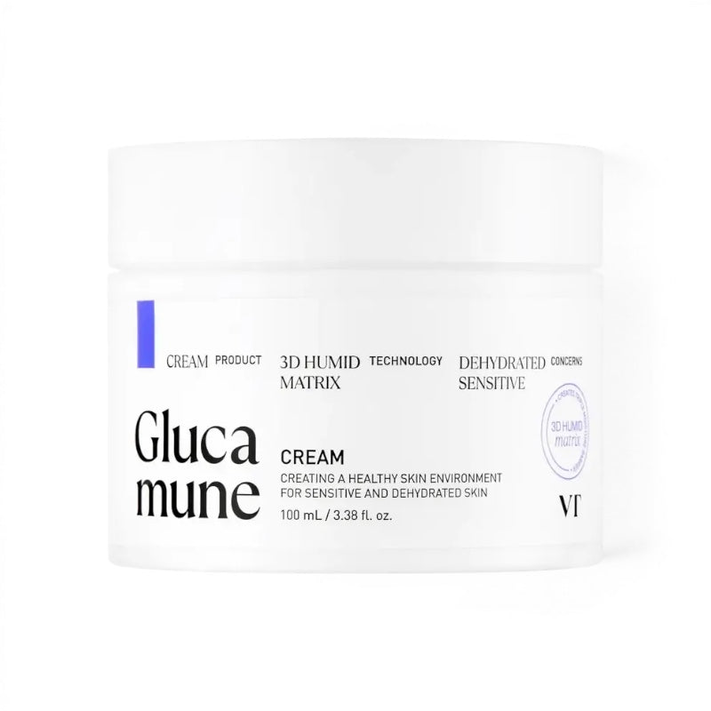 VT Cosmetics Glucamune Cream for sensitive and dehydrated skin in a white 100ml jar from bareskin.lt