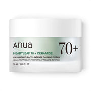 bareskin.lt Anua Heartleaf 70 Intense Calming Cream maitinamasis kremas su 70 % širdžialapės stimburės (Houttuynia Cordata) ekstraktu, skirtas jautriai ir paraudimui linkusiai odai