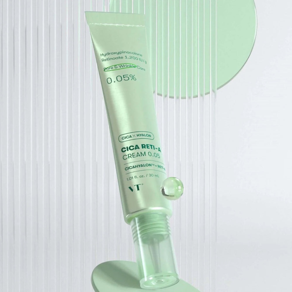 VT Cosmetics Cica Reti-A Cream 0.05 from bareskin.lt, a soothing retinol facial cream for pore and wrinkle care.