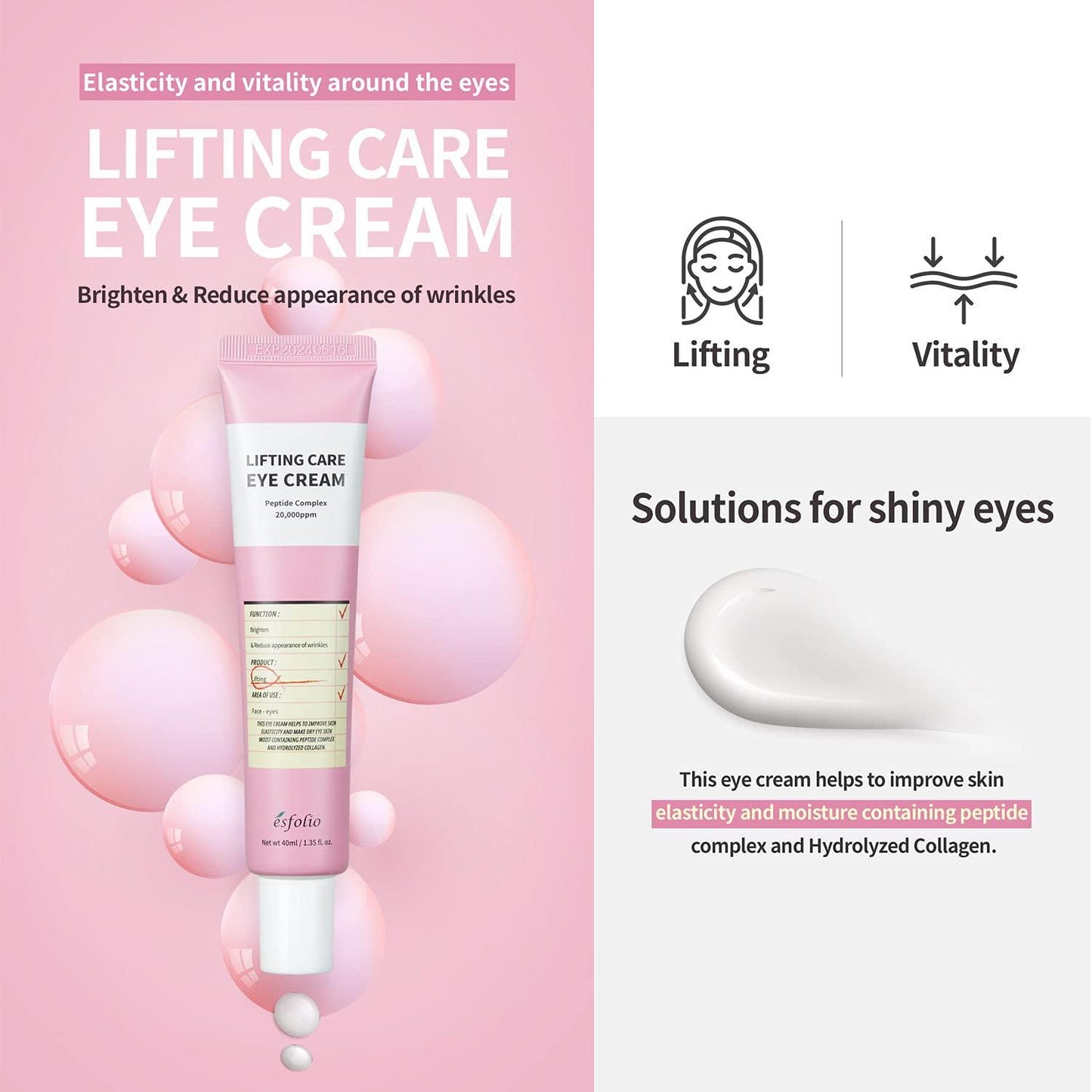 Esfolio Lifting Care Eye Cream - liftinguojantis paakių kremas