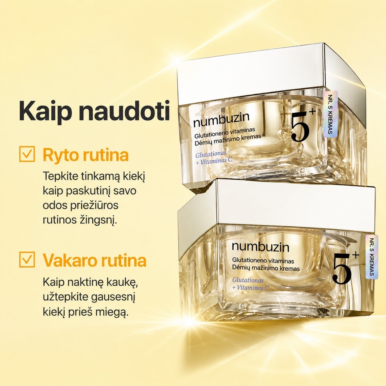 Numbuzin - No.5+ Vitamin Glutathione Dark Spot Laser - veido kremas